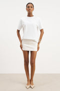 Mid Rise Linen Mini Skirt - White
