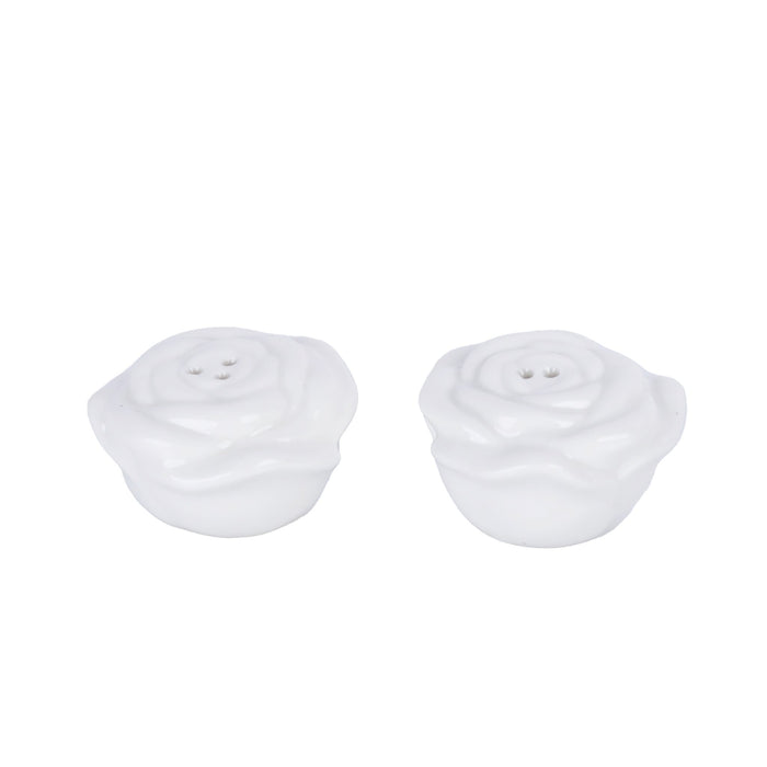 Mini White Roses Salt and Pepper Shakers