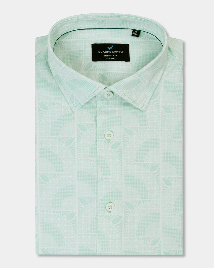 Mint Printed Shirt - Amer