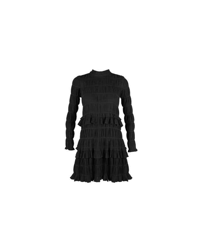 MIRELLA TIERED RUFFLE DRESS BLACK