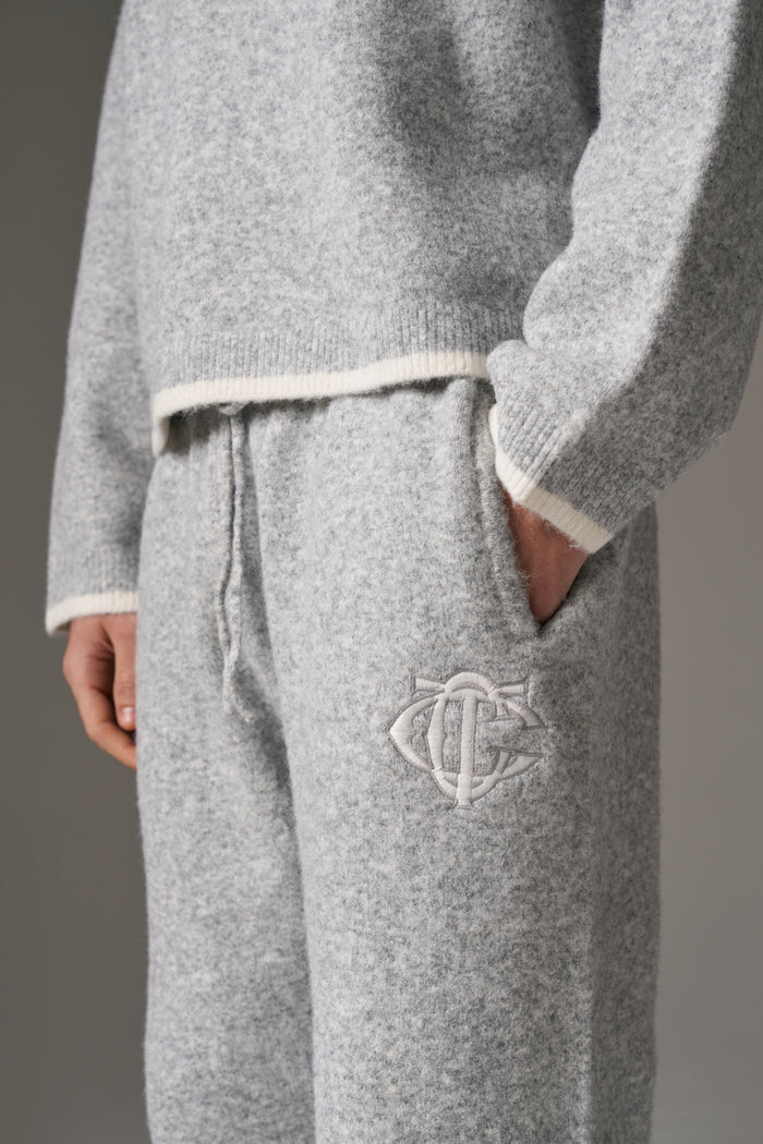MONOGRAM KNITTED JOGGERS - GREY