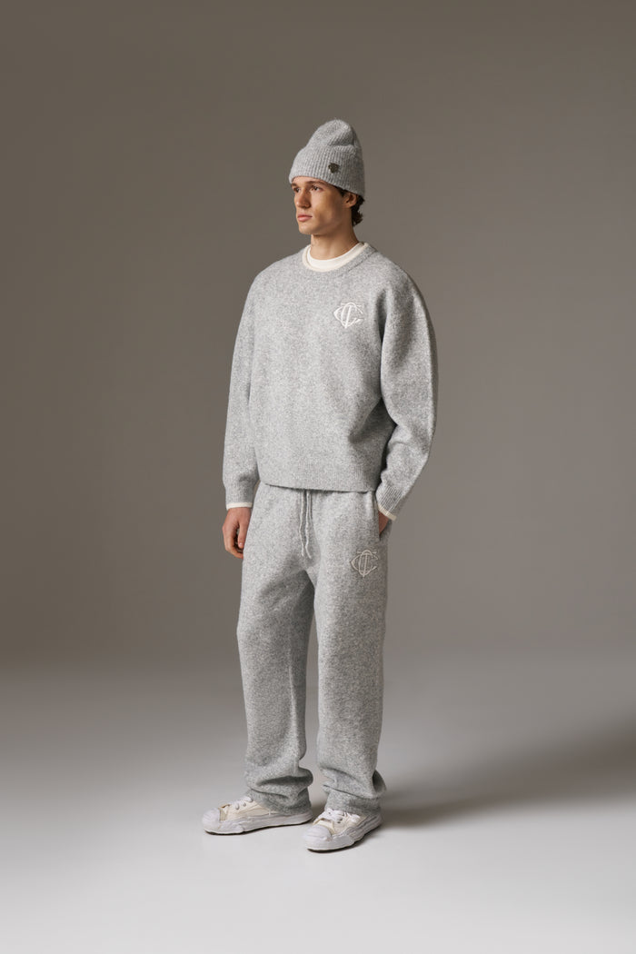 MONOGRAM KNITTED JOGGERS - GREY