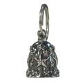 Silver motorcycle guardian bell with raised star pattern design.