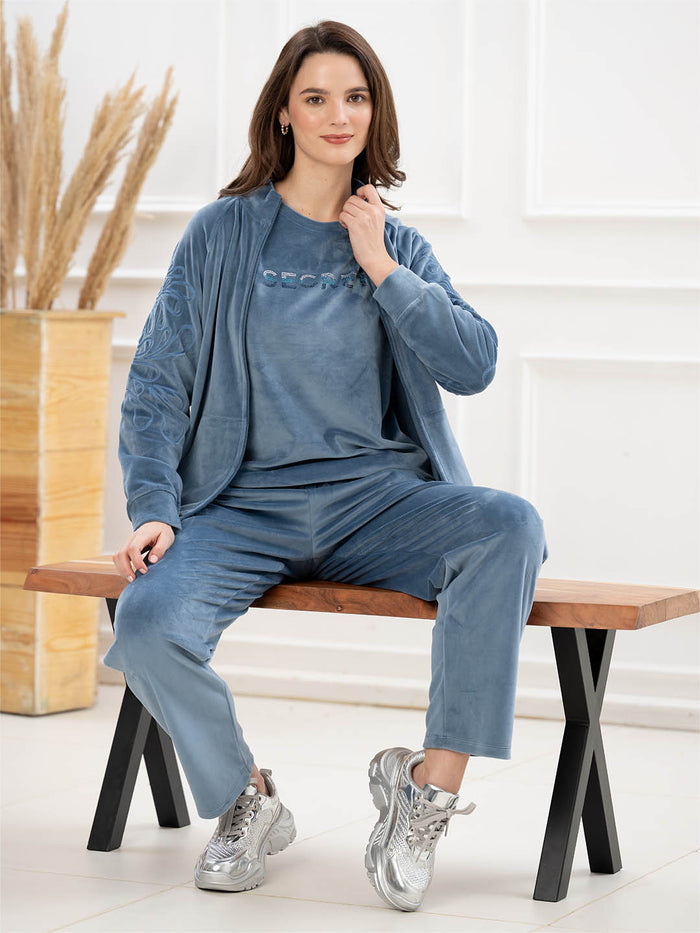 mSECRET Blue Solid Athleisure Sweatshirt