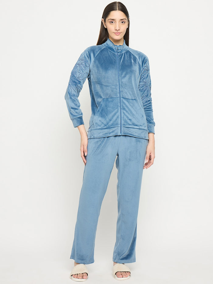 mSECRET Blue Solid Athleisure Sweatshirt