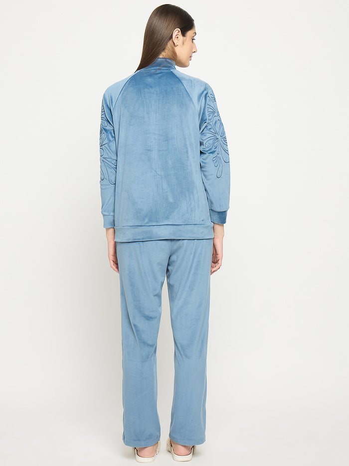 mSECRET Blue Solid Athleisure Sweatshirt