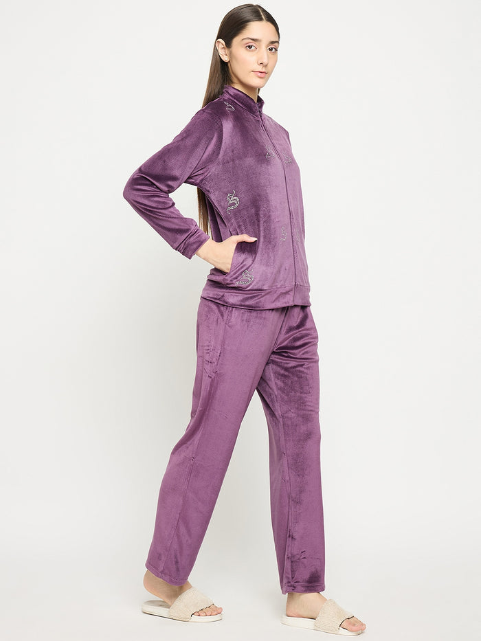 mSECRET Purple Solid Sweatshirt