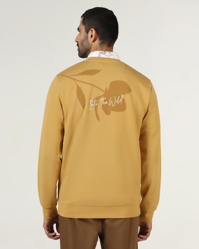 Mustard Crew Neck Solid Sweatshirt - Eve
