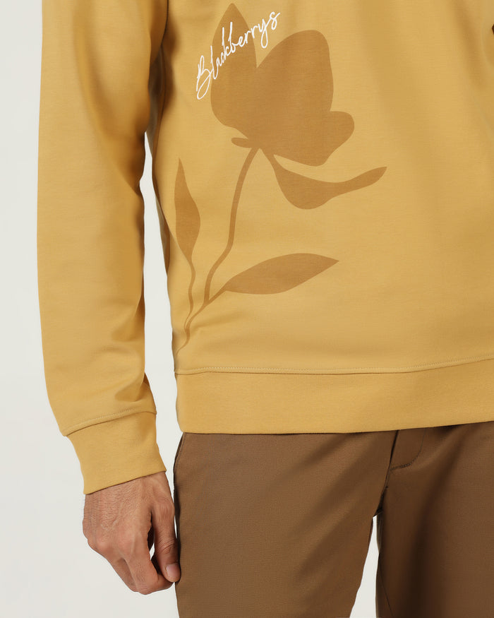 Mustard Crew Neck Solid Sweatshirt - Eve