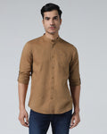 Mustard Linen Solid Shirt - Cleo
