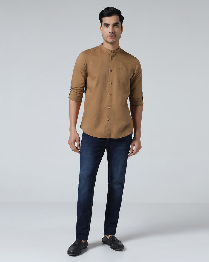 Mustard Linen Solid Shirt - Cleo