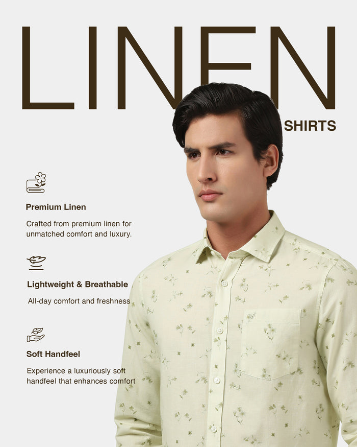 Natural Linen Printed Shirt - Arigo