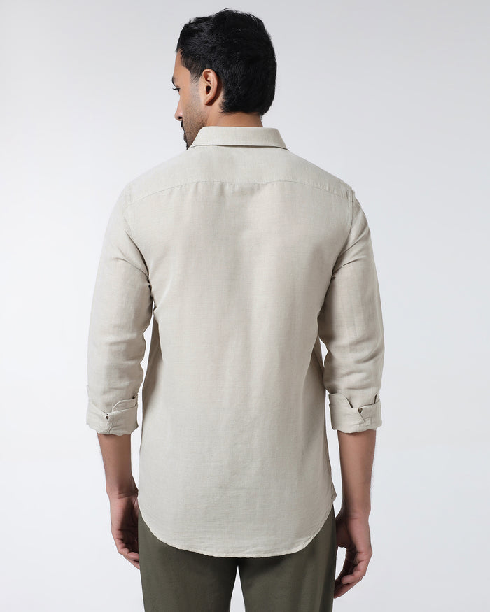Natural Linen Solid Shirt - Cleo
