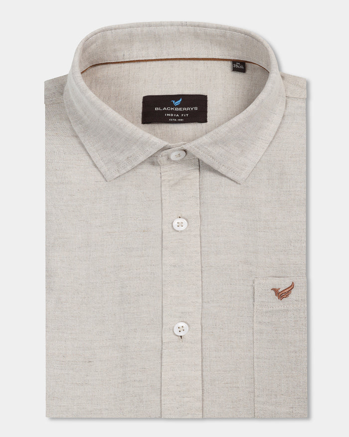 Natural Linen Solid Shirt - Cleo