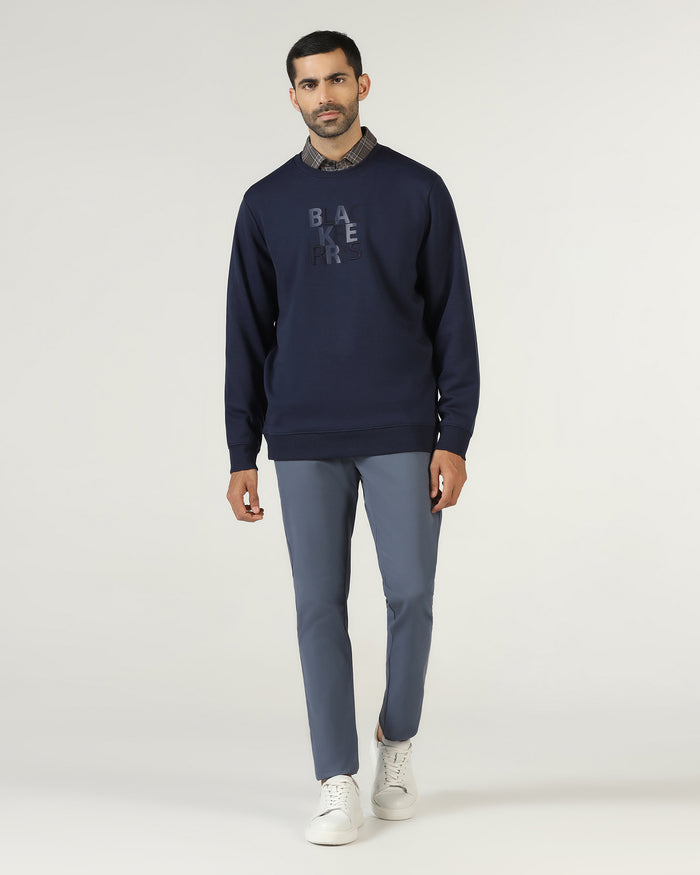 Navy Crew Neck Solid Sweatshirt - Deck