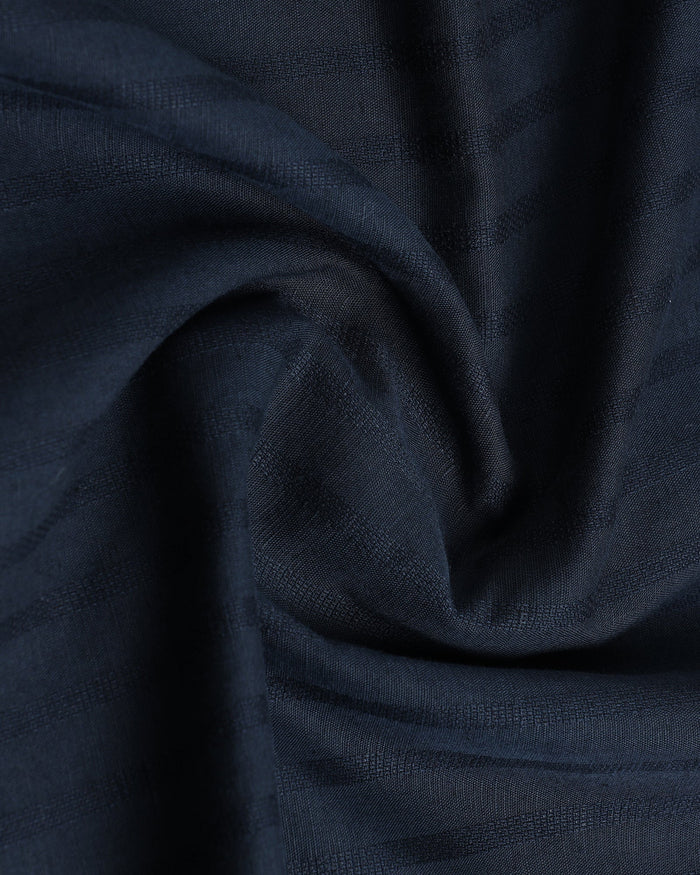 Navy Half Sleeve Linen Stripe Shirt - Sanhok