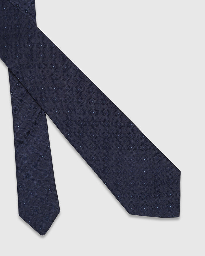 Navy Silk Printed Tie - Wallace