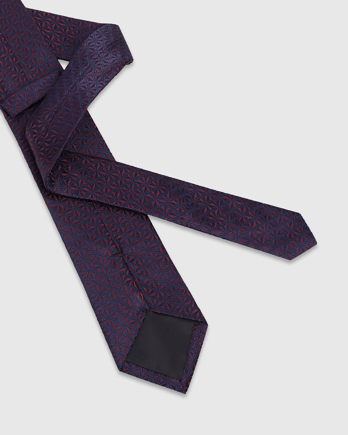 Navy Silk Jacquard Tie - Wilber