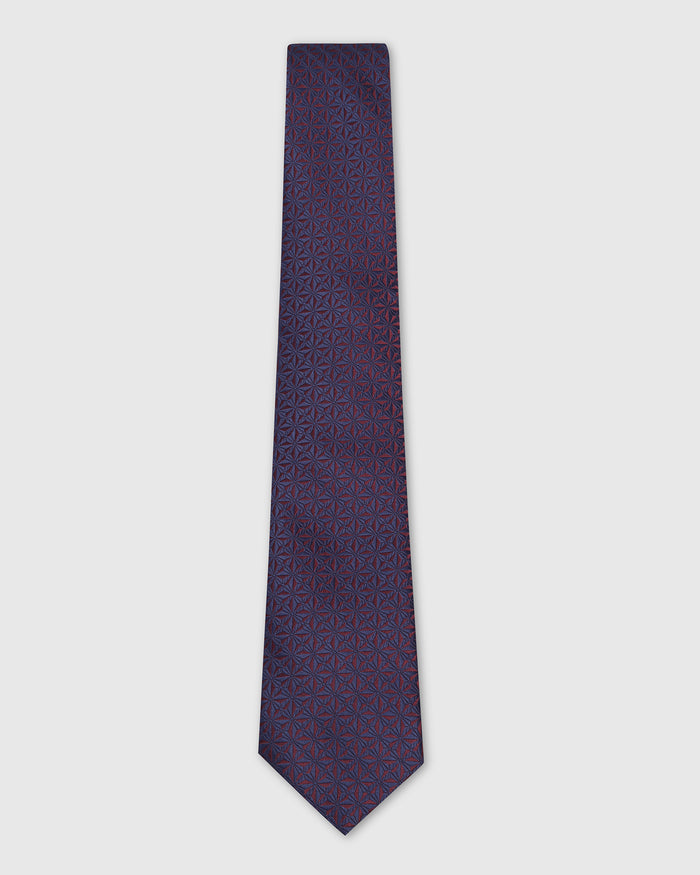 Navy Silk Jacquard Tie - Wilber