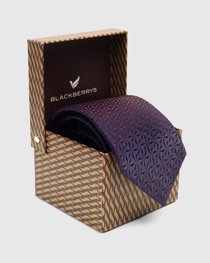 Navy Silk Jacquard Tie - Wilber
