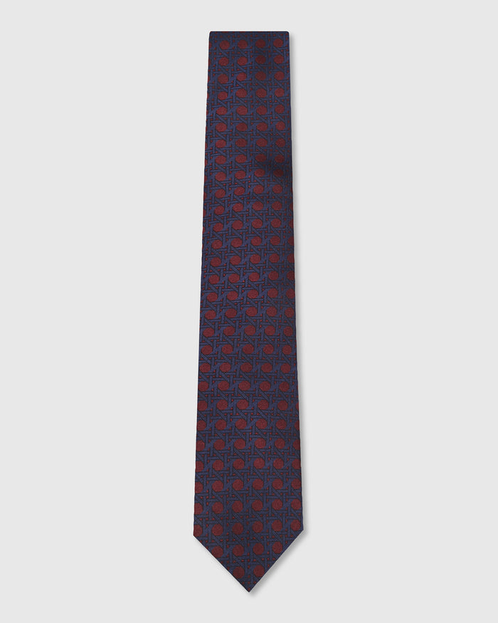 Navy Silk Jacquard Tie - Willet