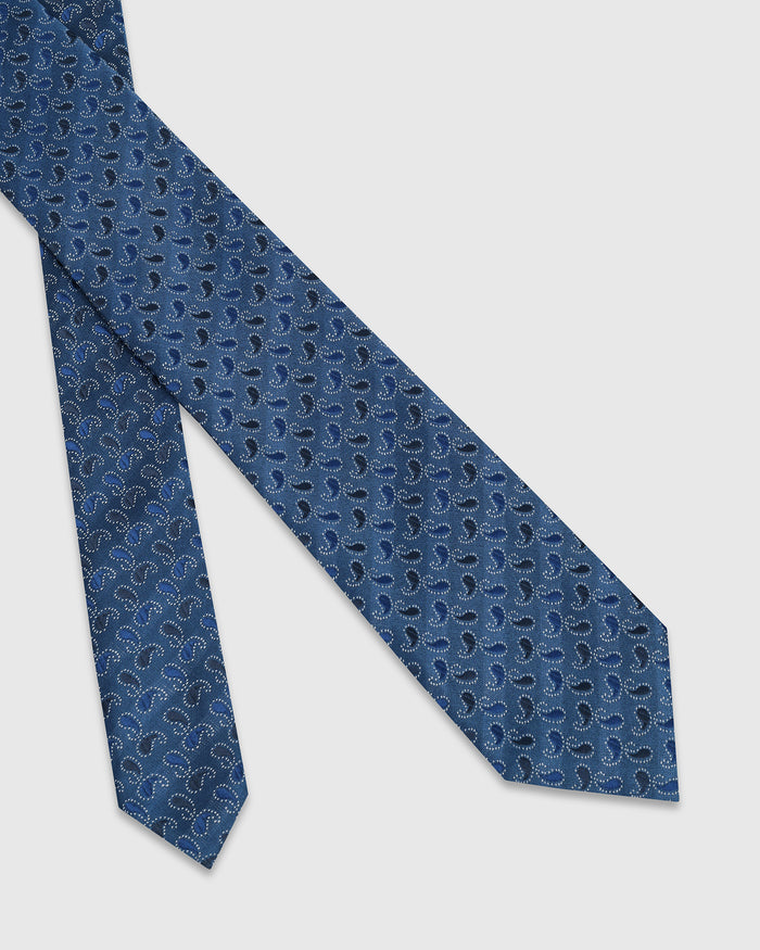 Navy Silk Jacquard Tie - Willfred