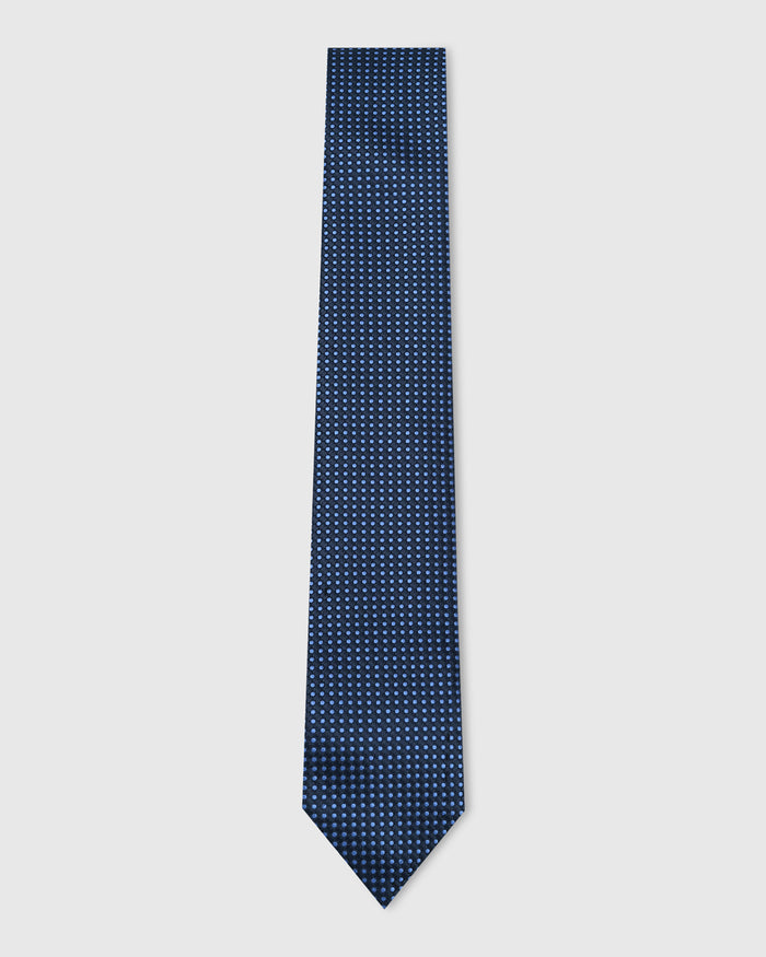 Navy Silk Jacquard Tie - Willfred