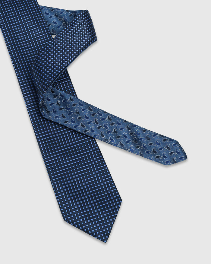 Navy Silk Jacquard Tie - Willfred