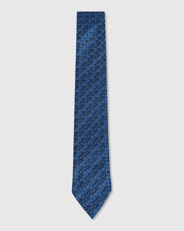 Navy Silk Jacquard Tie - Willfred
