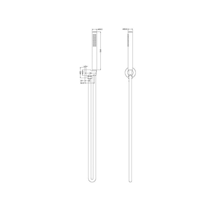 Nero | Mecca Brushed Nickel Slim Hand Held Shower Rail - Acqua Bathrooms