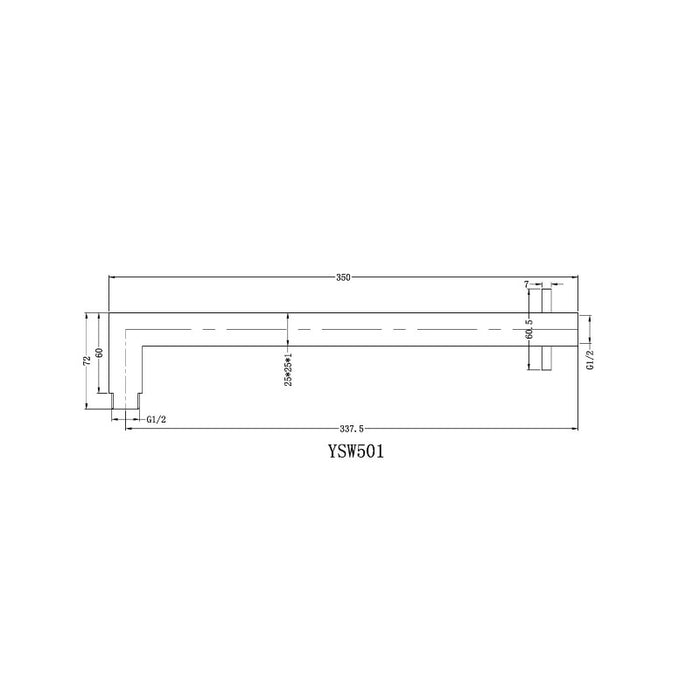 Nero | Square Brushed Nickel Shower Arm - Acqua Bathrooms