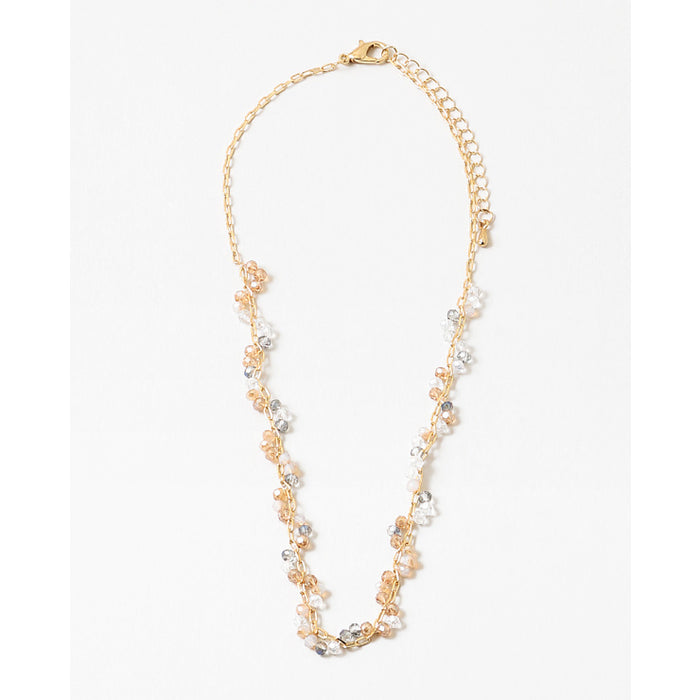 neutral bead clear gold necklace