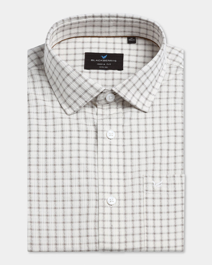 Off White Check Shirt - Nusa