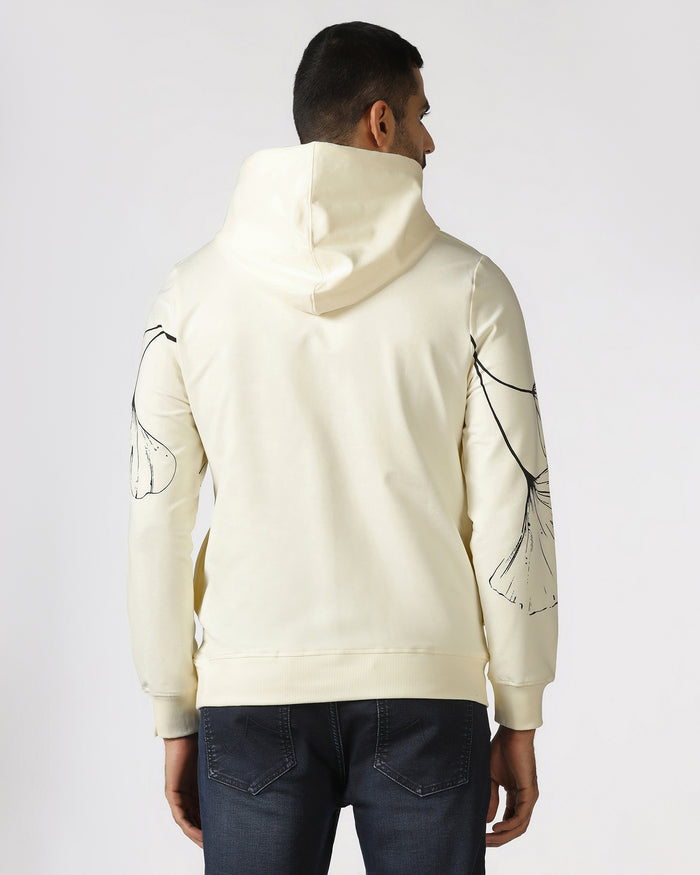Off White Hoodie Solid Sweatshirt - Gecko