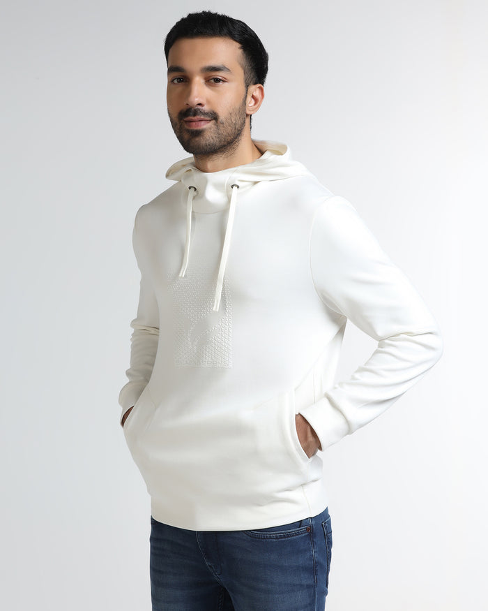 Off White Hoodie Solid Sweatshirt - Tempo