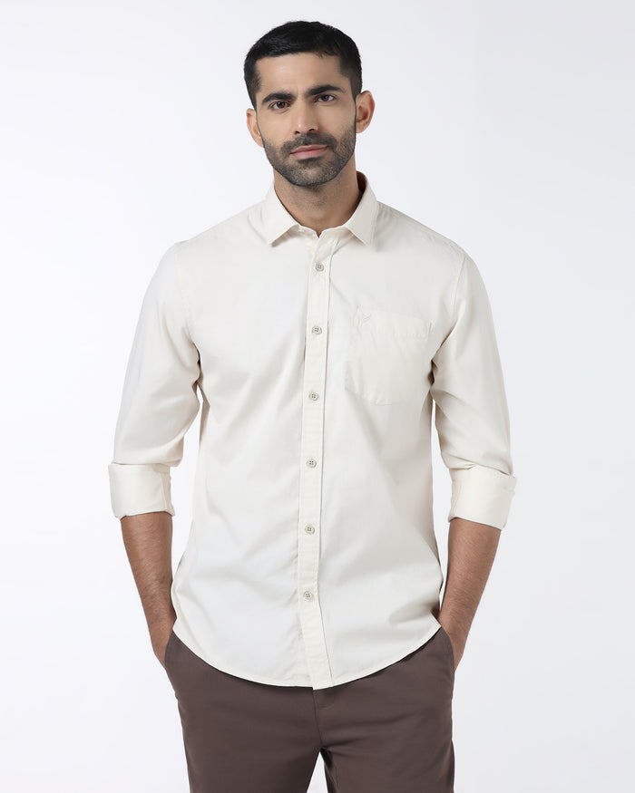 Off White Solid Shirt - Zento