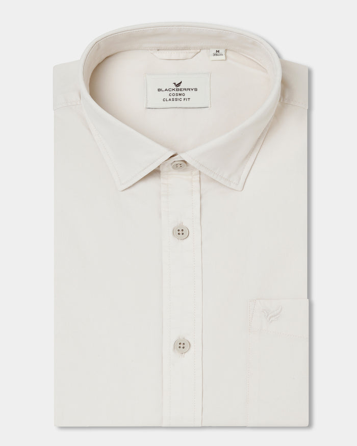 Off White Solid Shirt - Zento