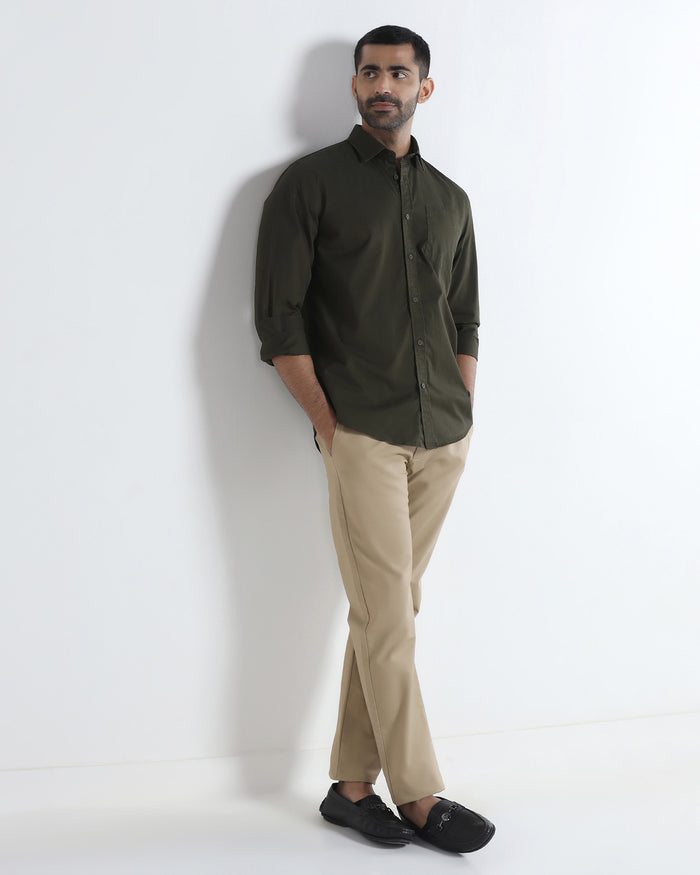 Olive Solid Shirt - Zento