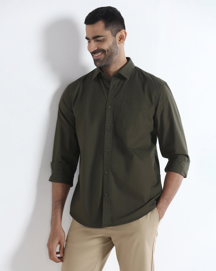Olive Solid Shirt - Zento