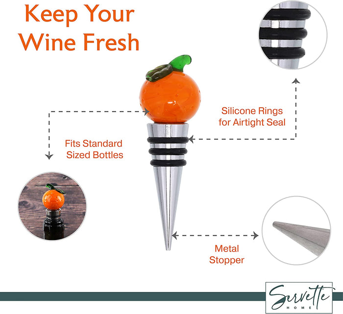 Orange Glass Wine Stopper
