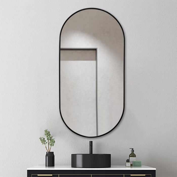 Indulge | Oval Matte Black Framed Mirror - Acqua Bathrooms