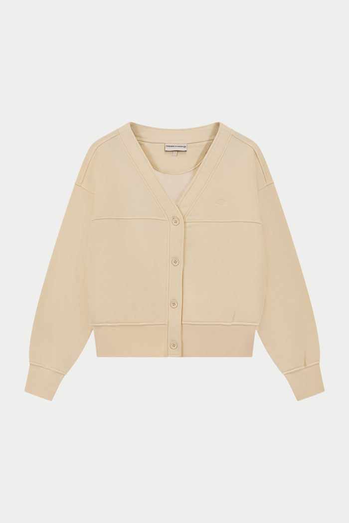 OVERSIZED JERSEY CARDIGAN - BUTTERMILK