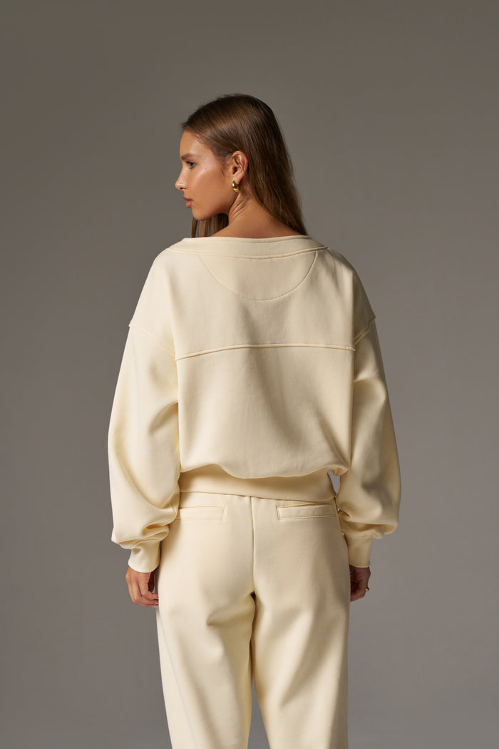OVERSIZED JERSEY CARDIGAN - BUTTERMILK
