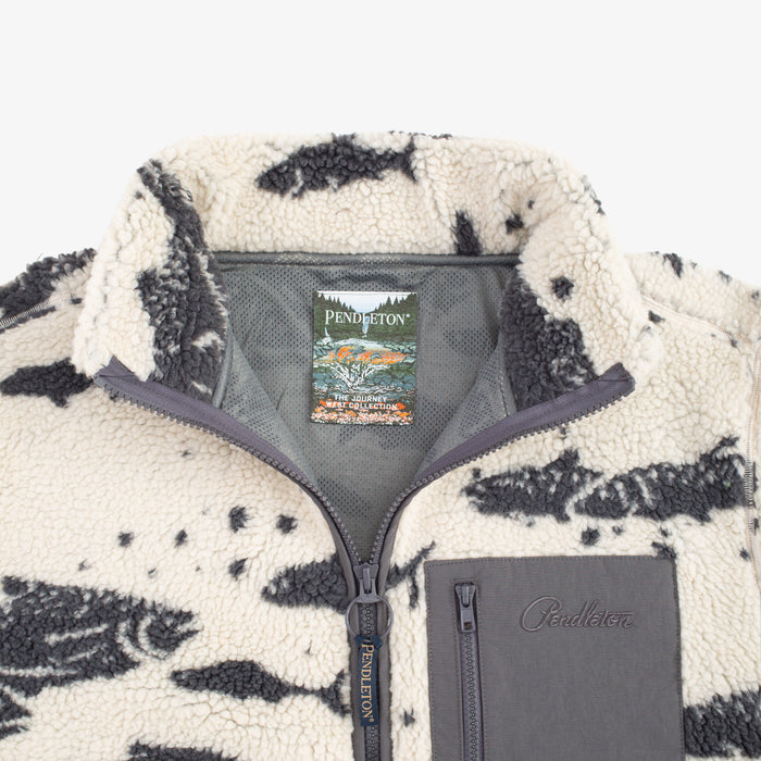 Pendleton Jacquard Sherpa Fleece - Salmon Falls White
