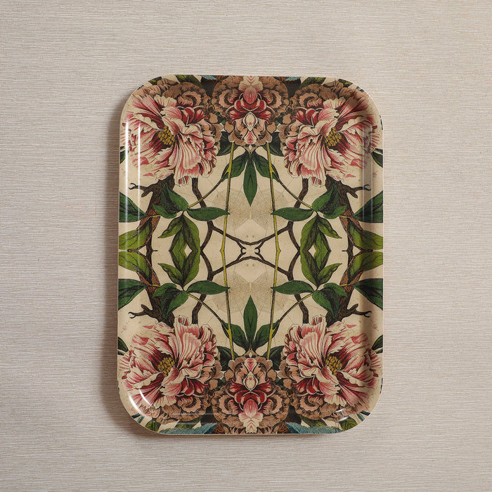 Peonies pattern rectangle tray