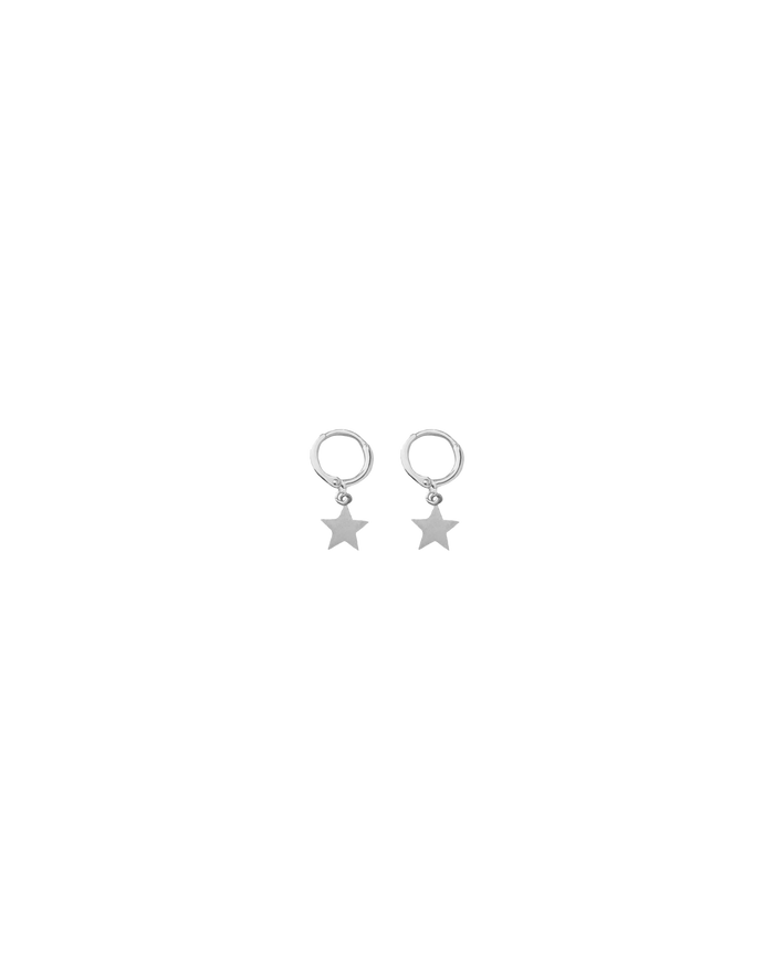 PETITE STAR HOOP SILVER