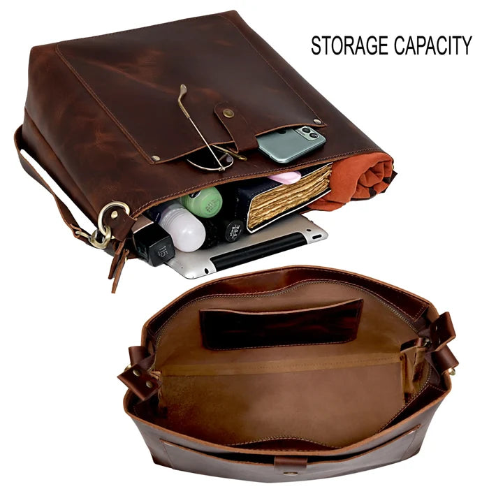 Phoenix Buffalo Leather Tote - Brown