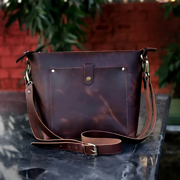 Phoenix Buffalo Leather Tote - Brown
