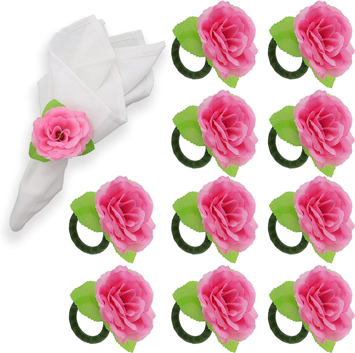 Pink Flower Napkin Rings - Set of 10