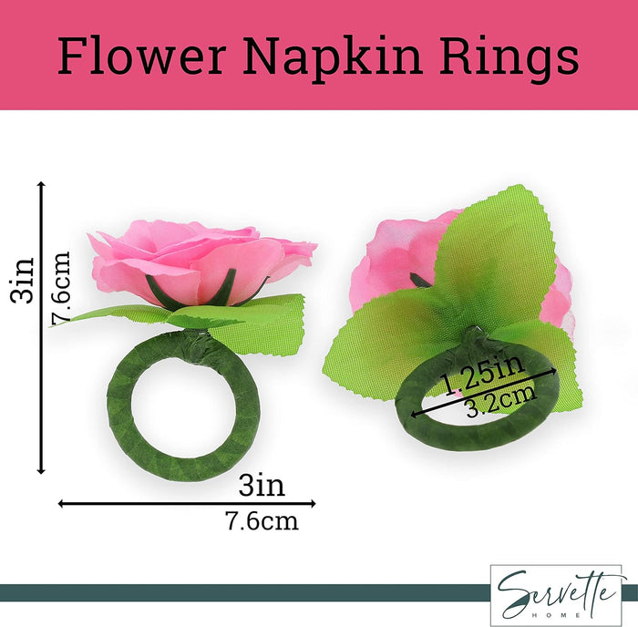 Pink Flower Napkin Rings - Set of 10
